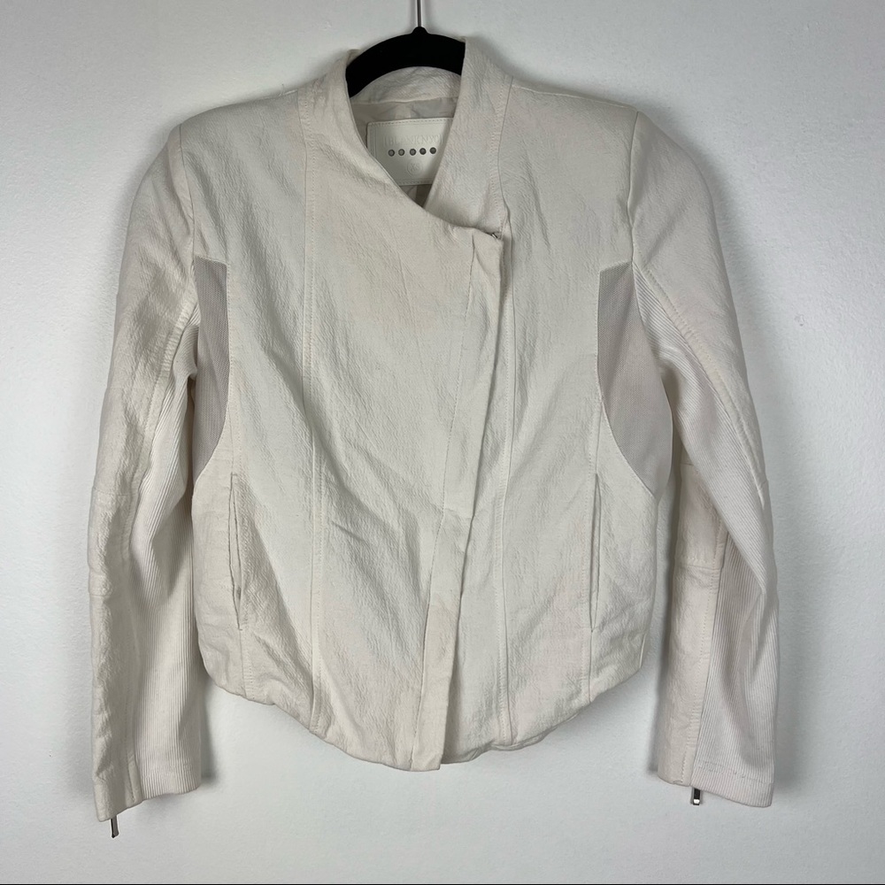 Blank NYC Moto Bomber Jacket Vented Off White Zipper Front Size XS